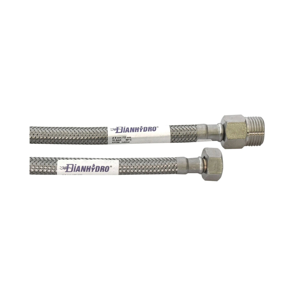 FLESSIBILE INOX MODELLO PROLUNGATO  CM. 020- MF 1/2 x 1/2- DH- pezzi 1