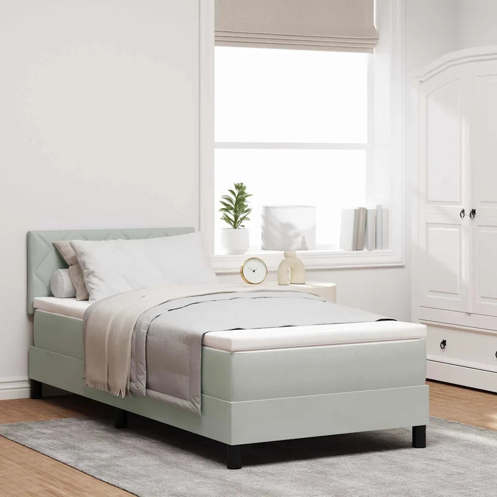 Letto a molle con testiera Grigio chiaro 90 x 190 cm Velluto 3339206