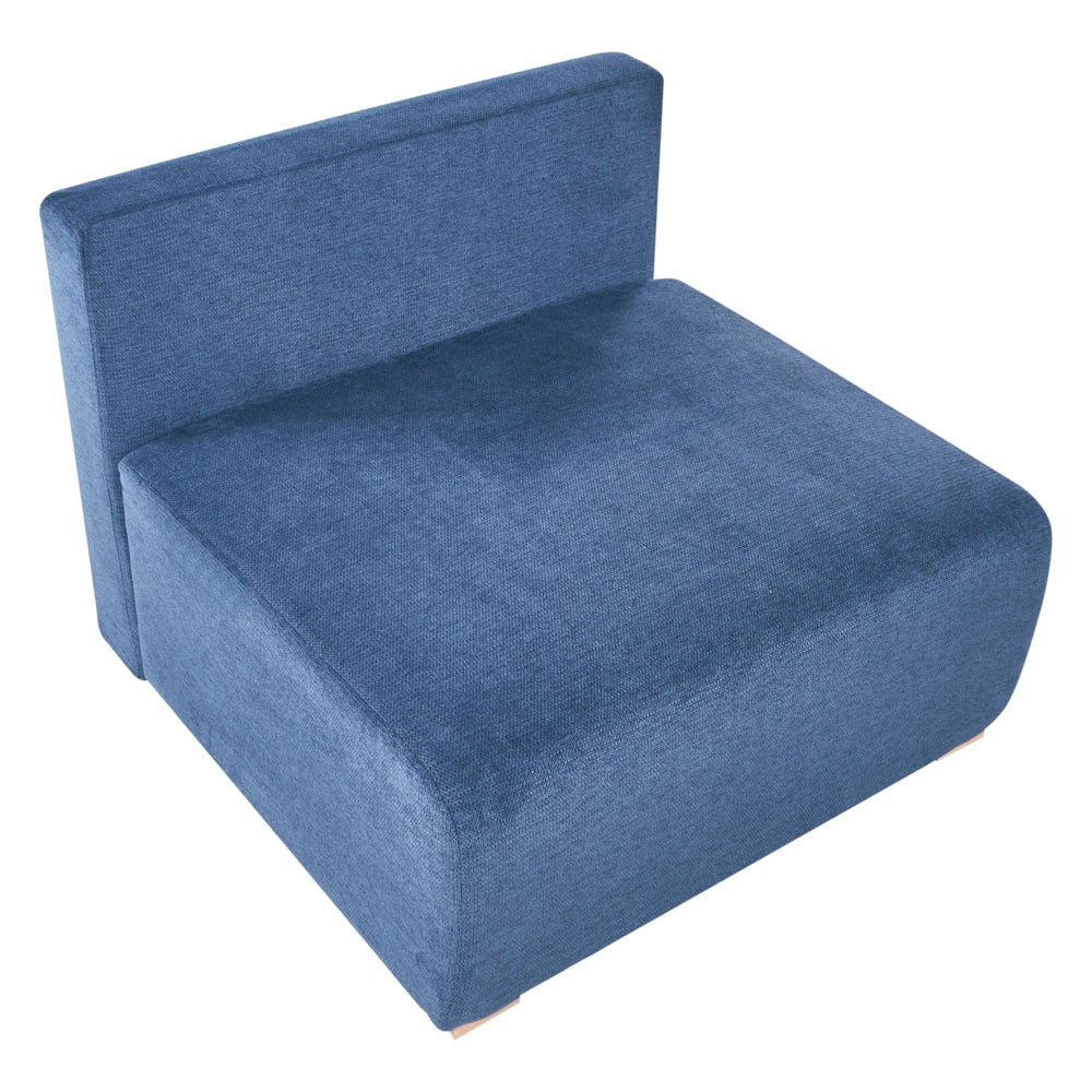 Modulo sedia Tessuto blu Sedia letto a 1 posto con schienale ribaltabile e contenitore
