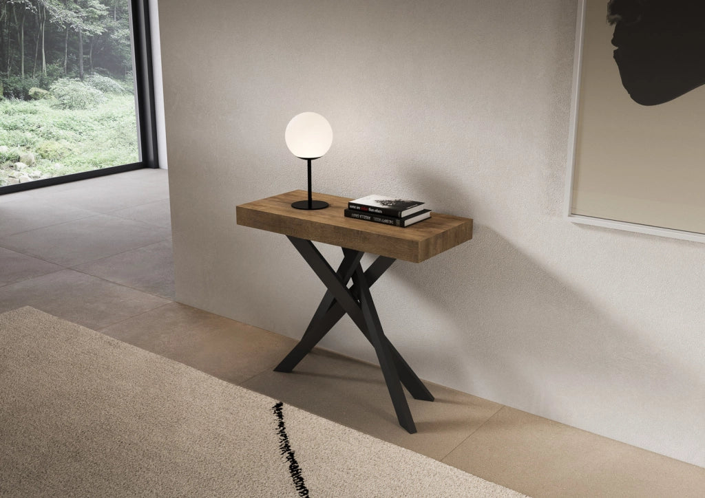 Consolle allungabile 90x40/300 cm Saki Premium noce gambe antracite