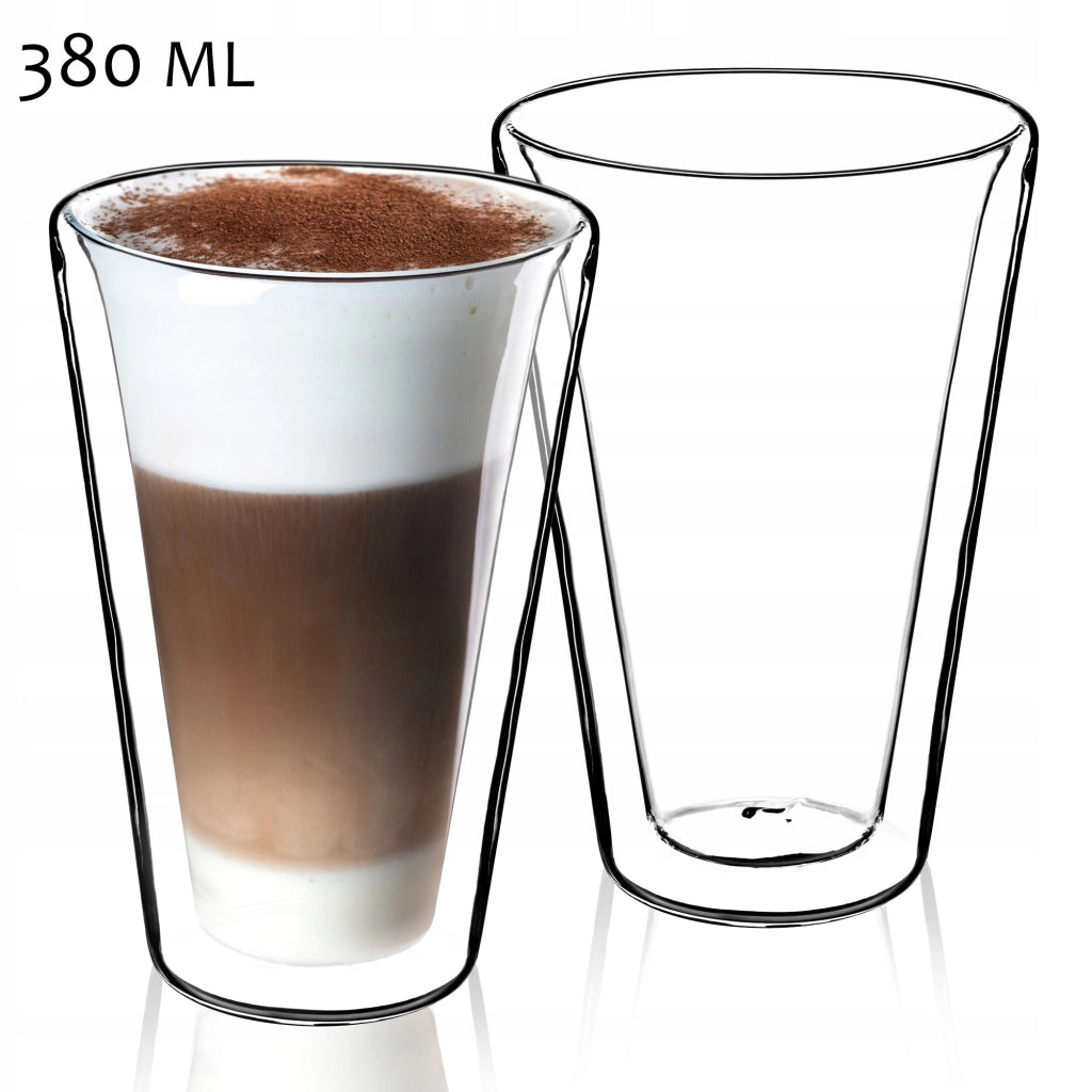 KADAX 2 bicchieri termici a doppia parete da 470 ml per caffè, tè e latte con cucchiaini