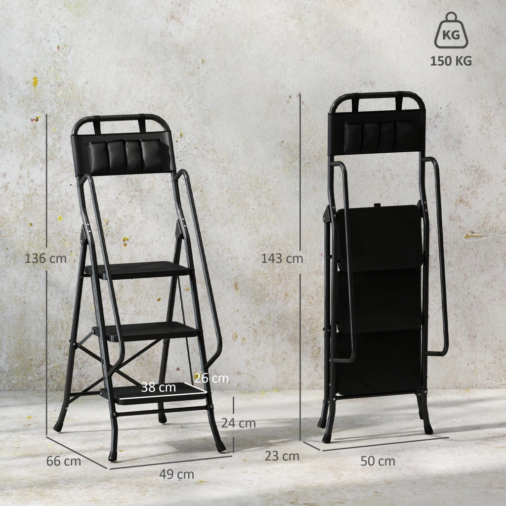 Scala a Libretto 3 Gradini con Borsa Attrezzi ¨C zephmum ¨C Nero