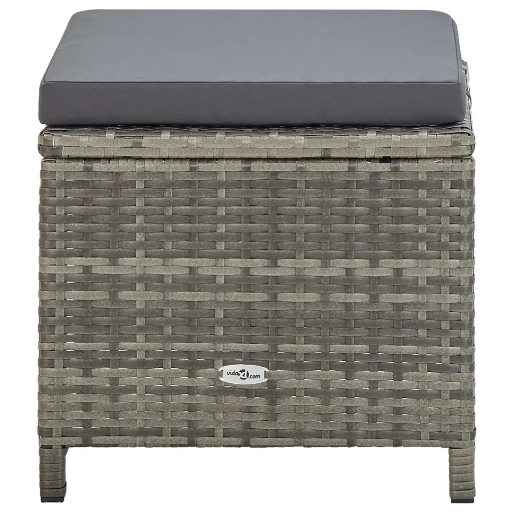 Set da Pranzo da Giardino 5 pz con Cuscini in Polyrattan Grigio 46535