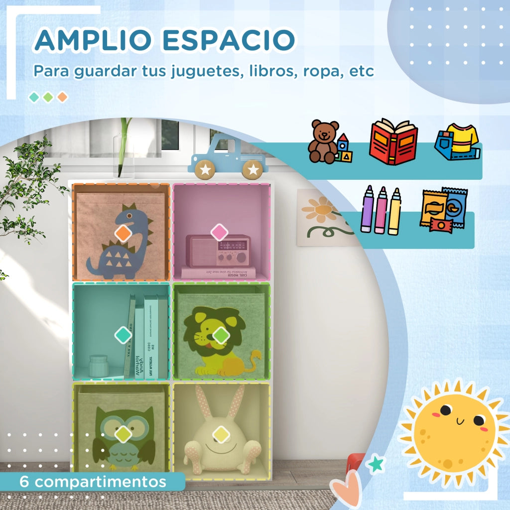 Libreria per Bambini a 6 Cubi ¨C Minimal ¨C Grigio e Bianco, MDF e Melamina, 61.8x29.9x91.5 cm