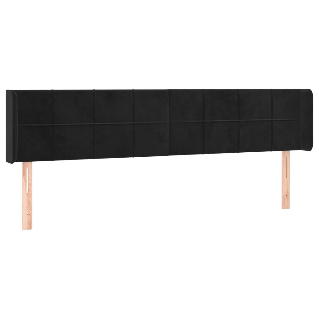 Testiera | Testata ad Orecchio Nera 183x16x78/88 cm in Velluto