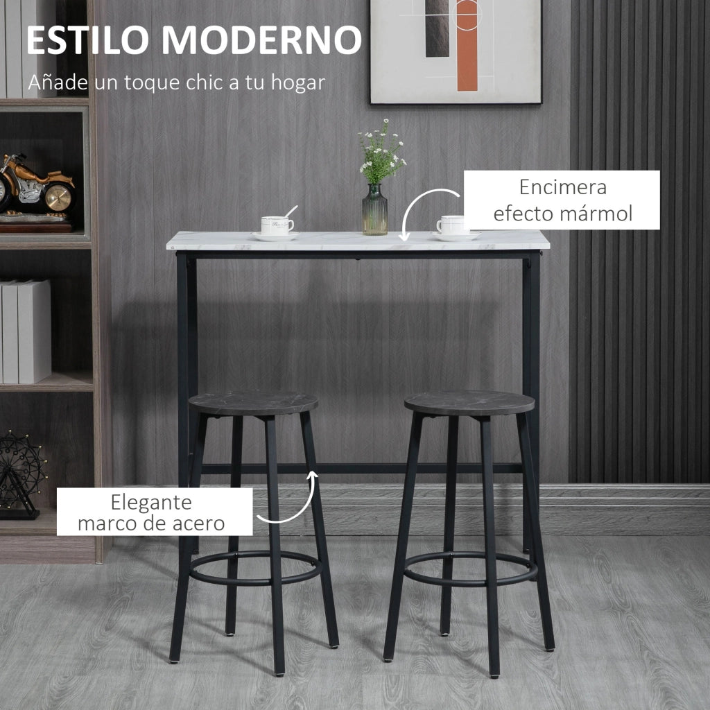 Set tavolo alto bar rotondo con 2 sgabelli ¨C Xylo ¨C Acciaio moderno bianco nero 3 pezzi