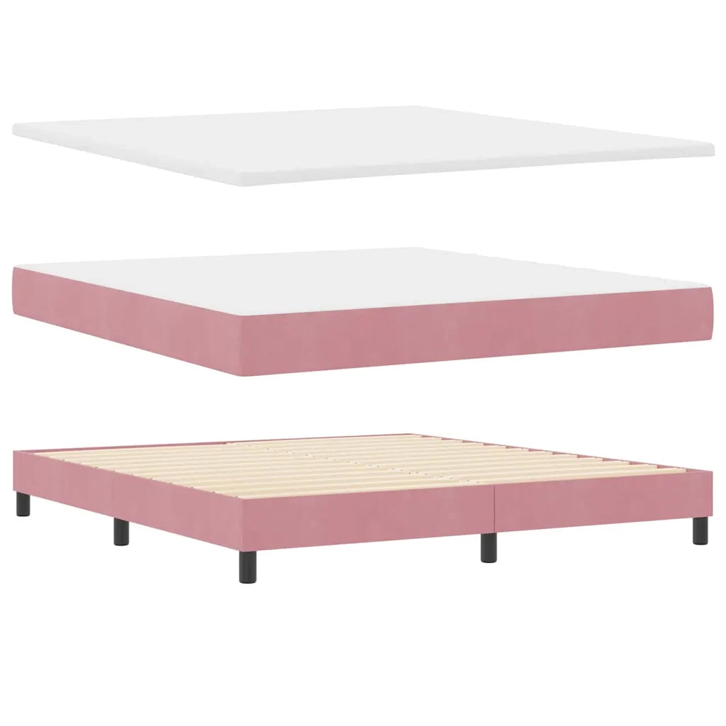 Letto a Sorgente LED con materasso Rosa 180 x 200 cm Velluto 3342607