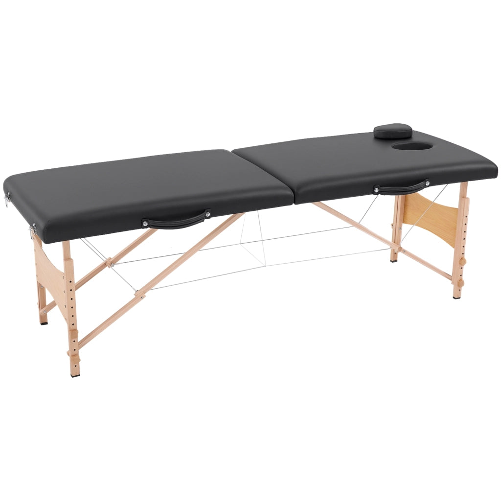 Letto Massage 2 Zone Pieghevole ¨C Minimal ¨C Nero Legno 186x60 cm