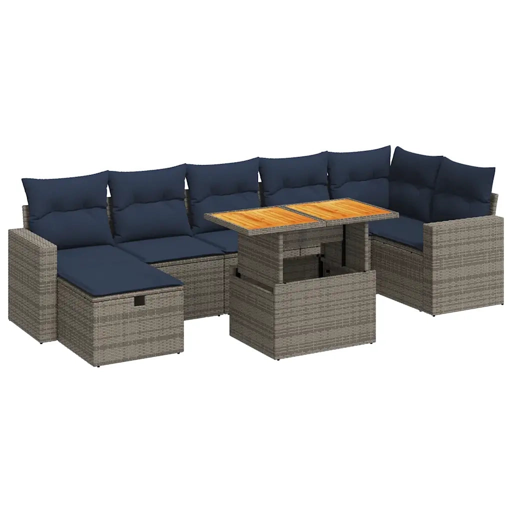 Set Divani Giardino 8 pz con Cuscini Marrone Polyrattan Acacia 3328013