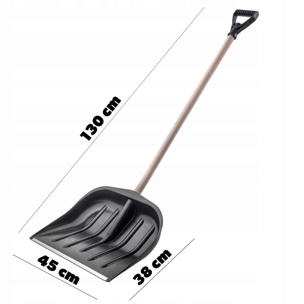 Set pala da neve KADAX con ruote e manico in legno