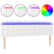 Testiera | Testata Bianca a LED 200x5x78/88 cm in Similpelle