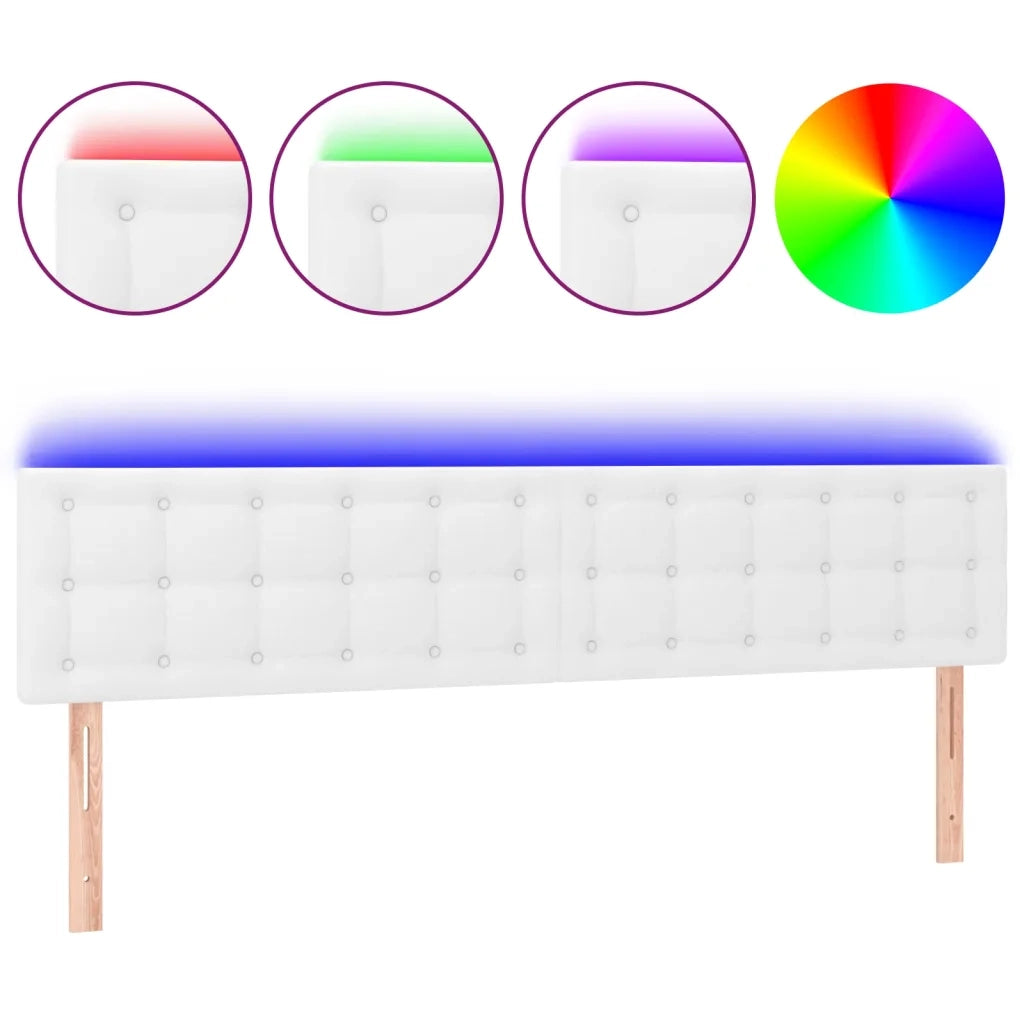 Testiera | Testata Bianca a LED 200x5x78/88 cm in Similpelle