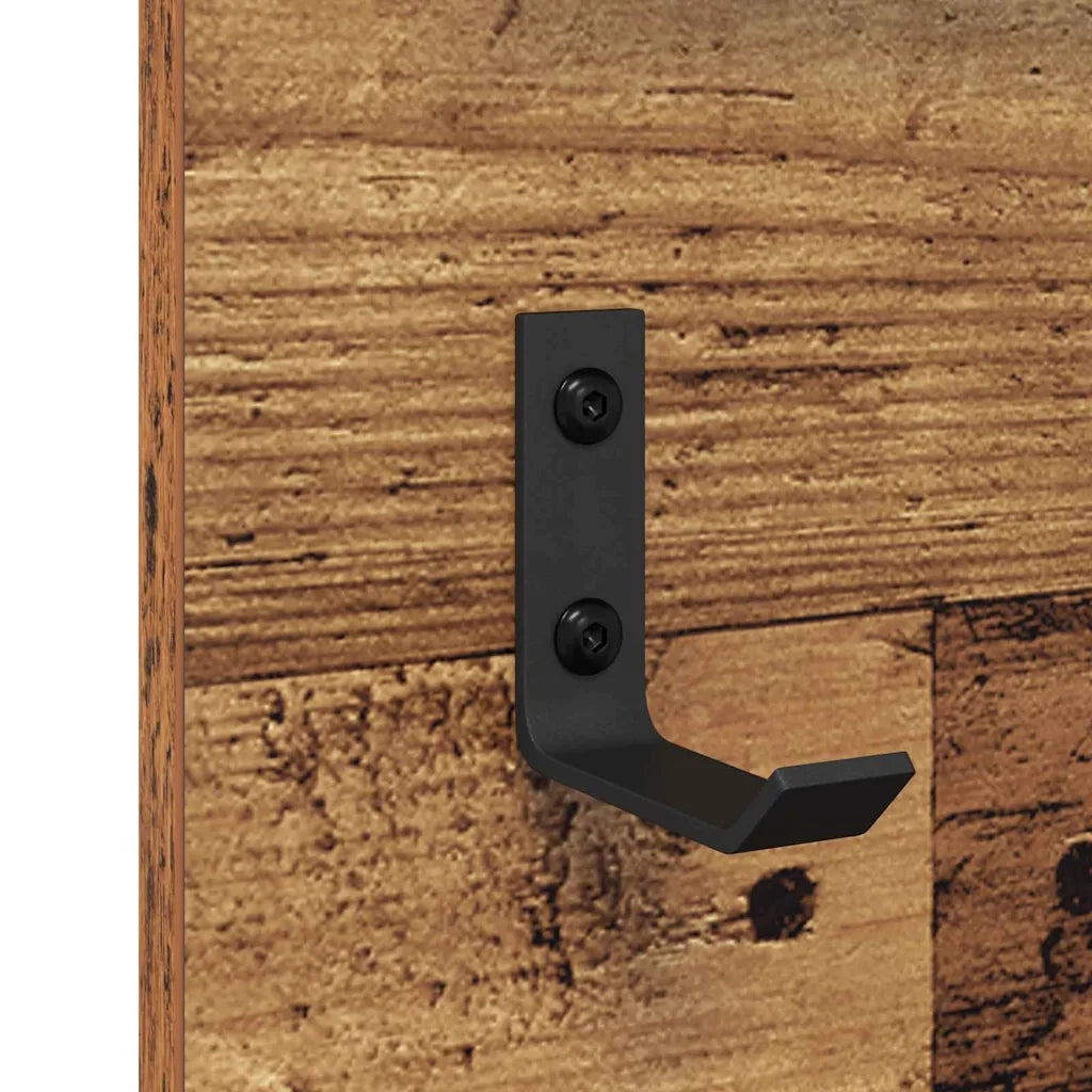 Appendiabiti a muro con specchio-Attaccapanni con specchio Legno vecchio 90 x 10 x 50 cm