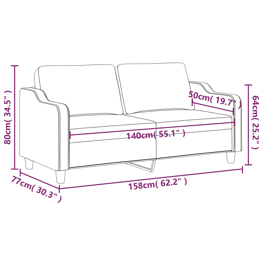 Divano a 2 Posti-Sofa 2 Posti Giallo Chiaro 140 cm in Tessuto 941054