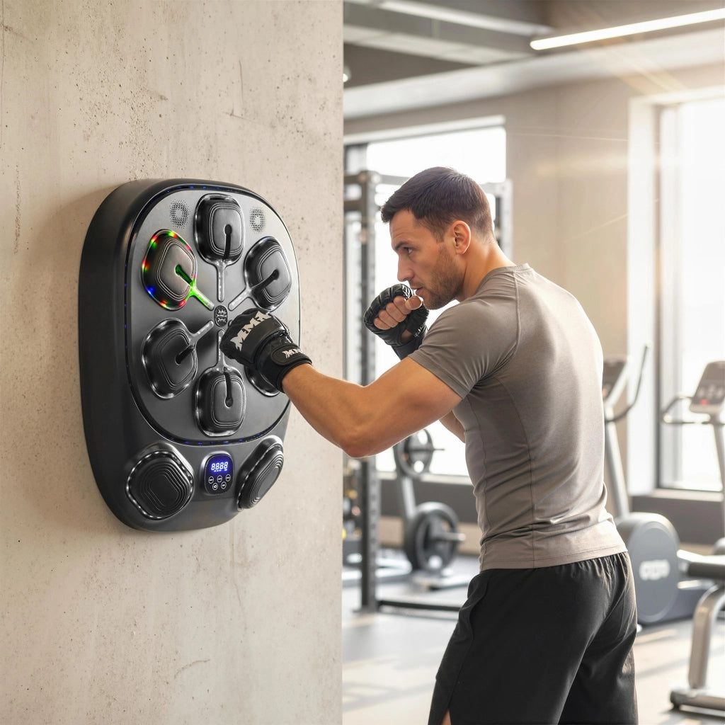 Macchina da Boxe Musicale a Parete ¨C Xylo ¨C 9 Modalit¨¤, LED, Bluetooth, 61x48x11 cm, Nero
