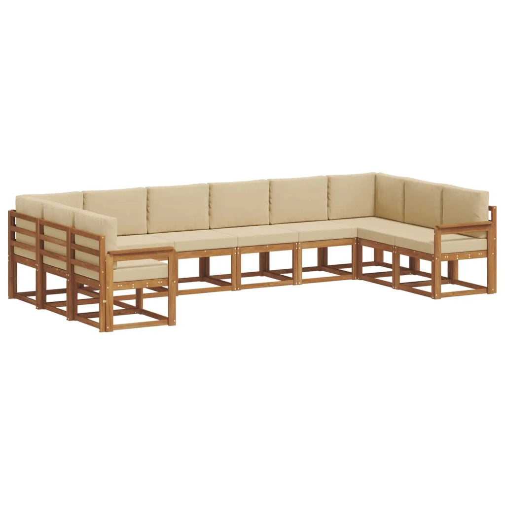 Set di divani da esterno con cuscino 10 pcs Naturale e Beige 3367046