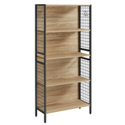 Libreria industriale Sonoma in acciaio e legno con 4 ripiani