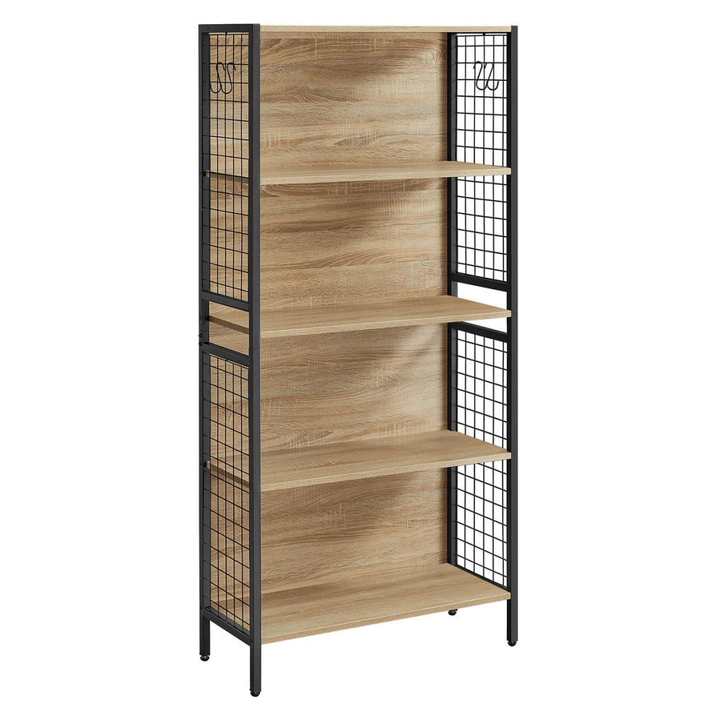Libreria industriale Sonoma in acciaio e legno con 4 ripiani