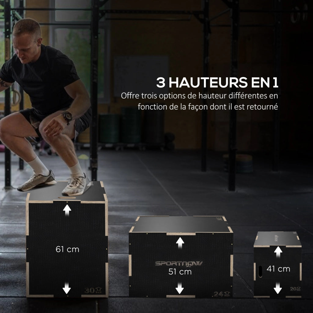 Box Jump Pliometrico 3 in 1 ¨C Xylo ¨C Legno 41/51/61 cm