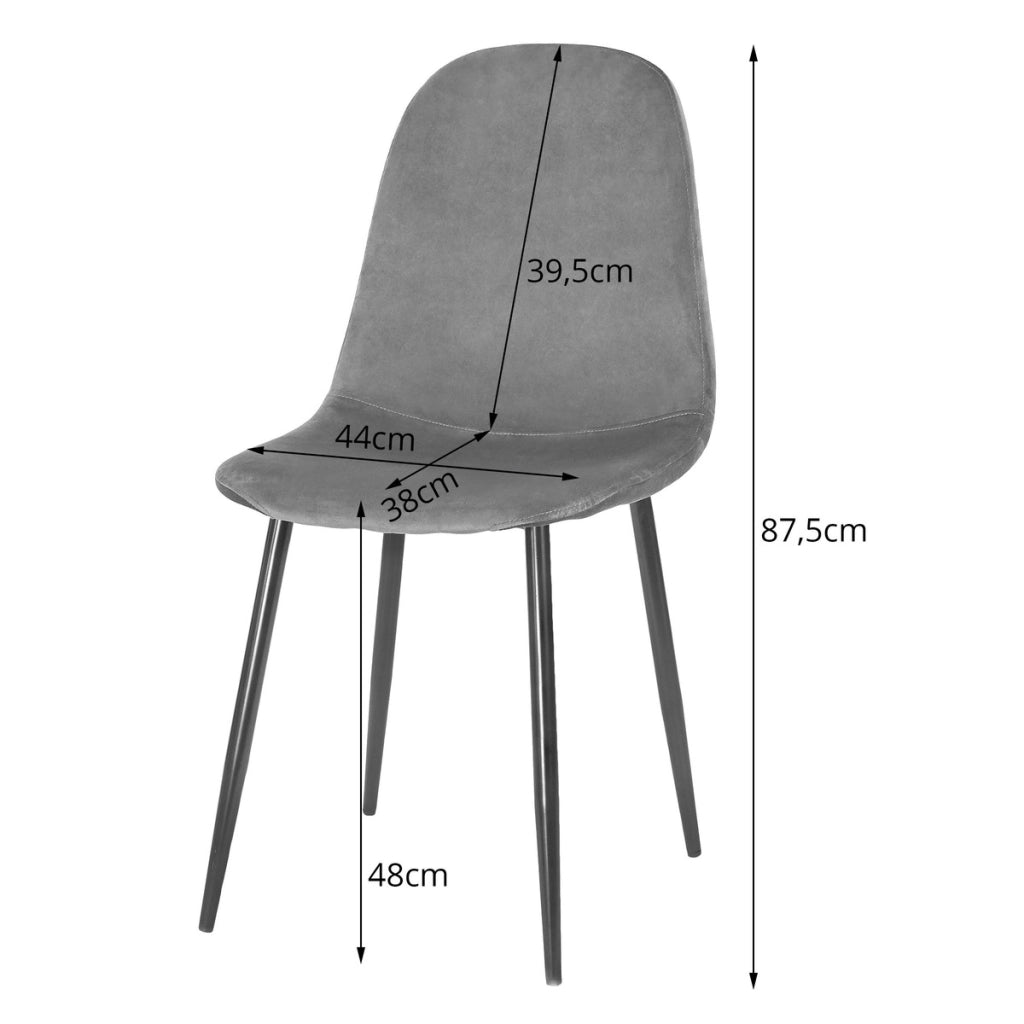 Sedia Como in velluto beige con gambe in metallo nero