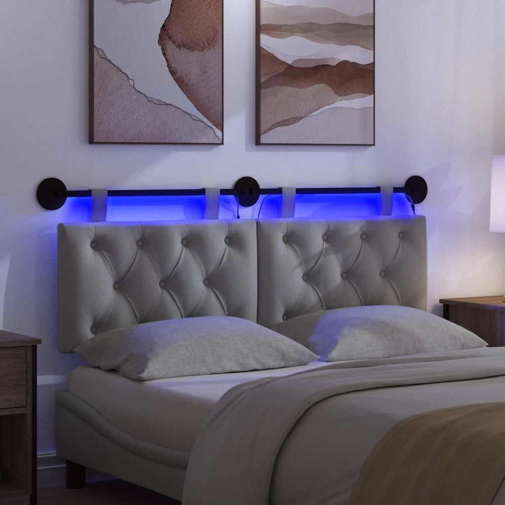 Testiera | Testata sospesa Con luce LED Grigio Chiaro Tessuto