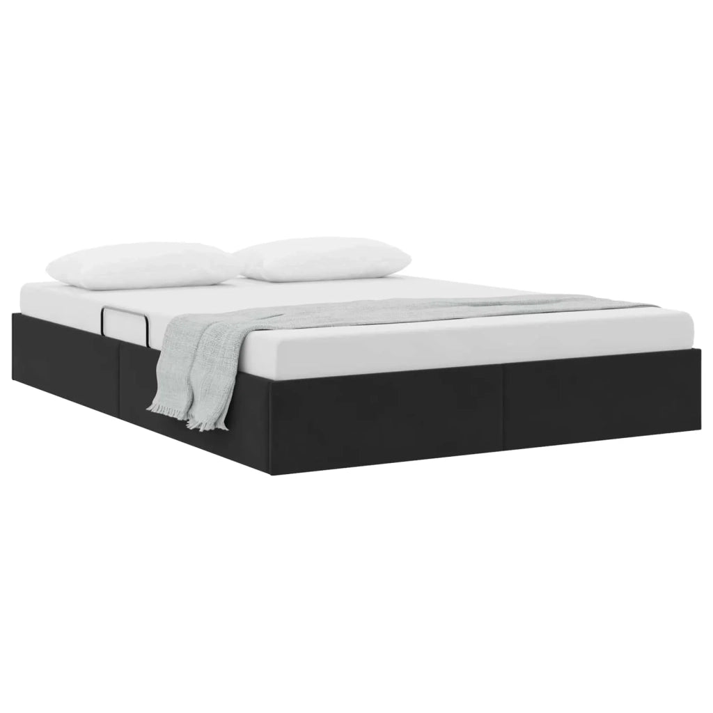 Letto ottomano con archiviazione Nero 140 x 200 cm Velluto 3442888