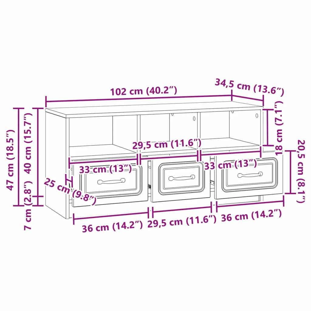 Mobile TV-Credenza per TV Rovere Sonoma 102 x 34,5 x 47 cm Legno ingegnerizzato 667243