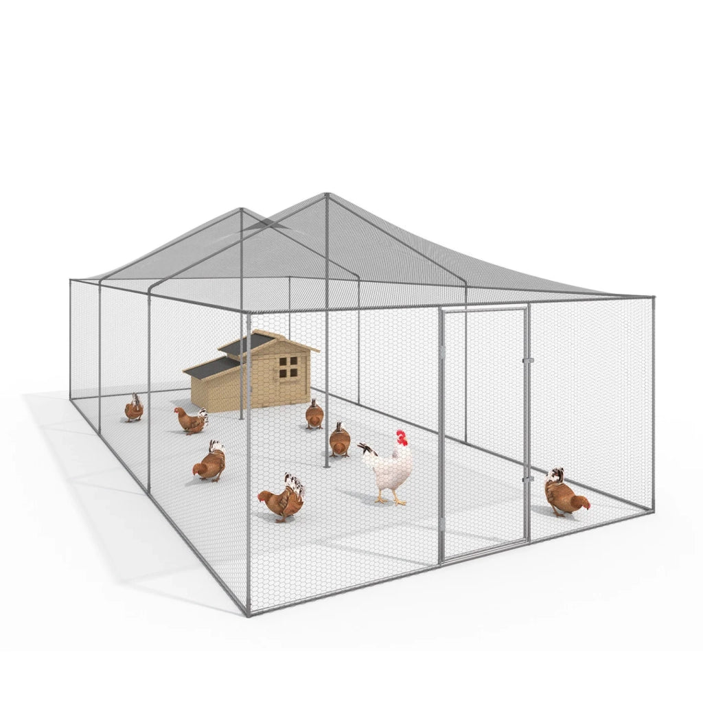 IDMarket - Voliera di 18 m² con recinto in rete metallica di 6 x 3 M per animali da cortile