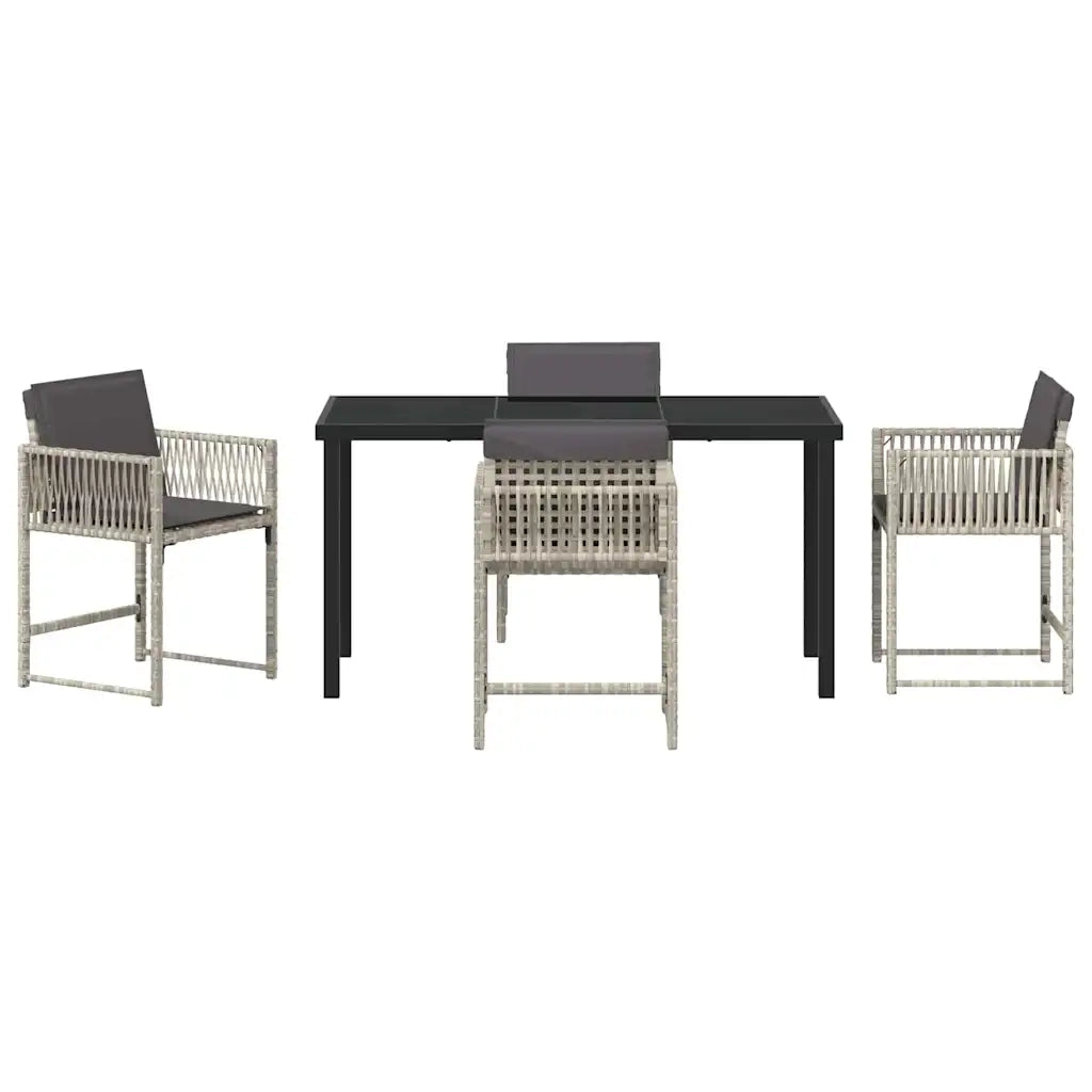 Set da Pranzo per Giardino 5 pcs Grigio chiaro polyrattan