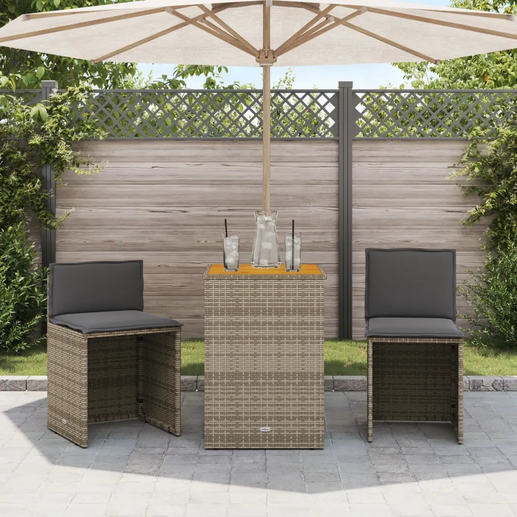 Set da Bistrò 3 pz con Cuscini Grigio in Polyrattan 4003876