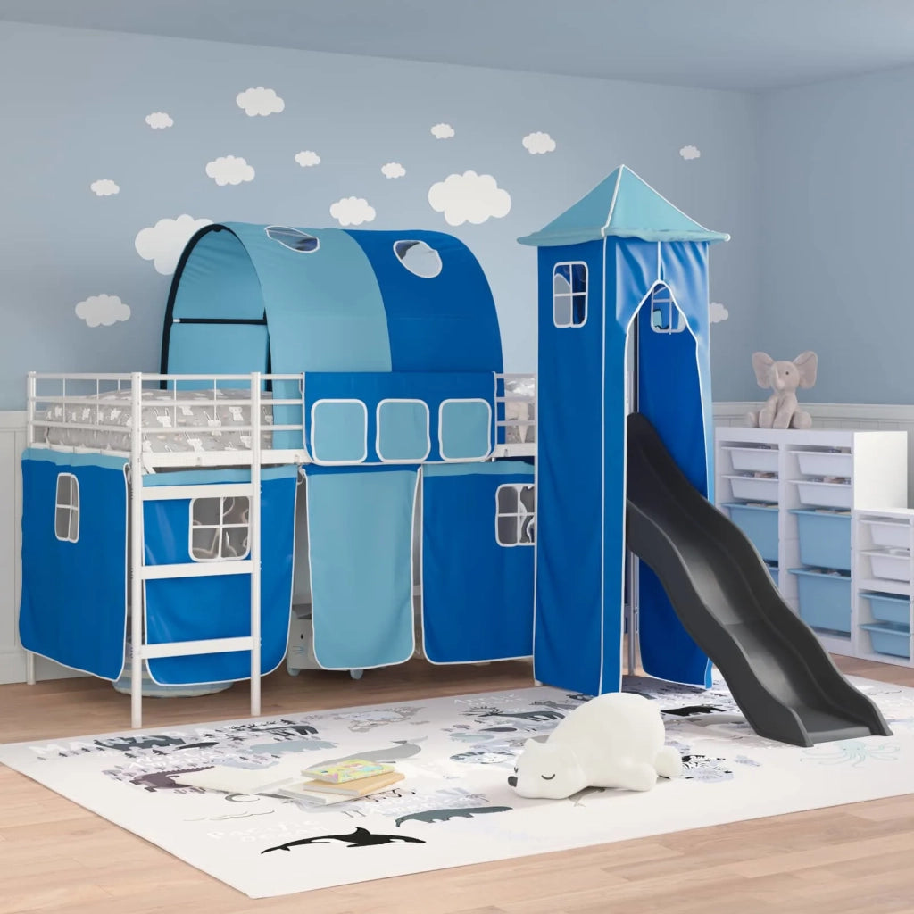 Struttura del letto loft per bambini Bianco e Blu 90 x 200 cm