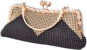 Borsa da sera con strass e diamanti, tasca a tracolla elegante per occasioni speciali, nera