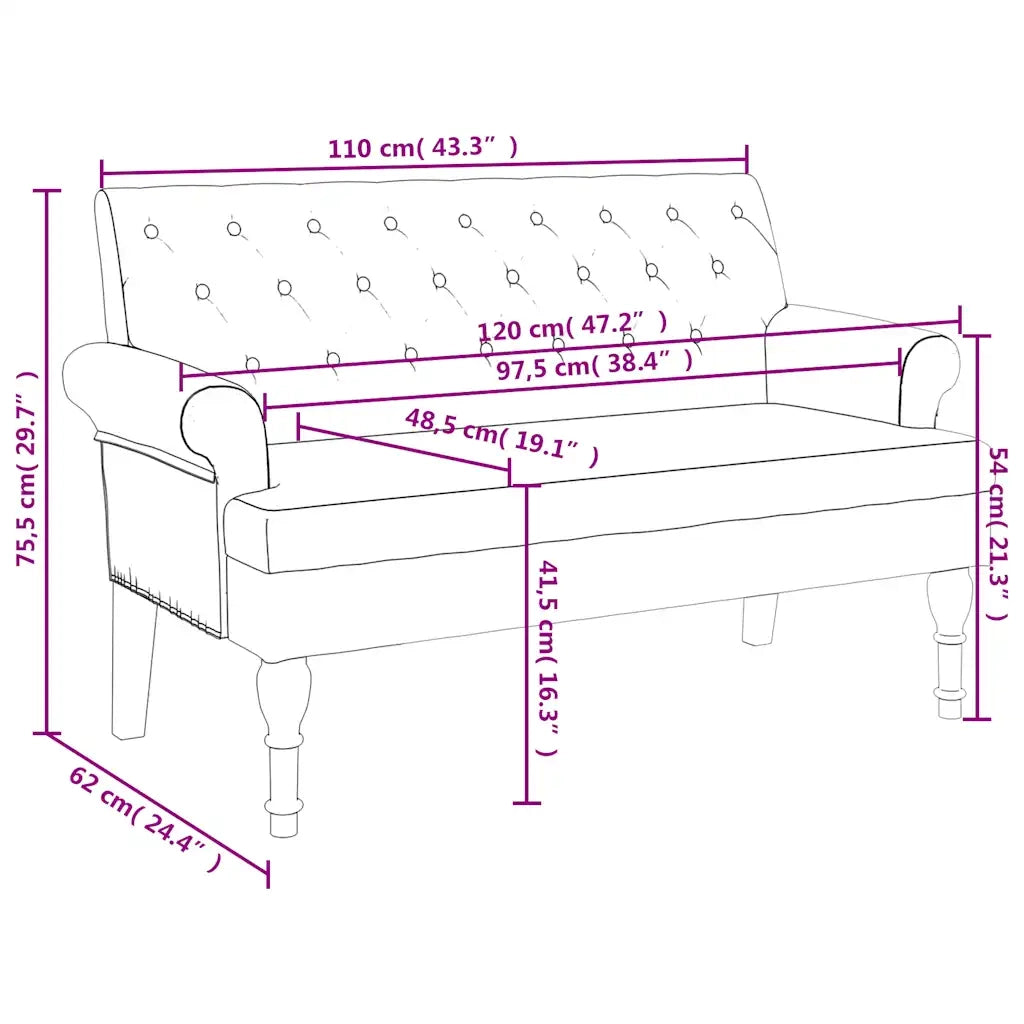 Panca con Schienale-Divano Sedia Verde Scuro 120x62x75,5 cm in Tessuto