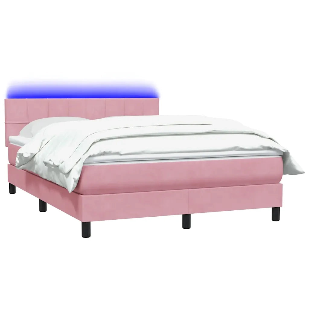 Letto a Molle con Materasso e LED Rosa 140x210 cm in Velluto 3316886