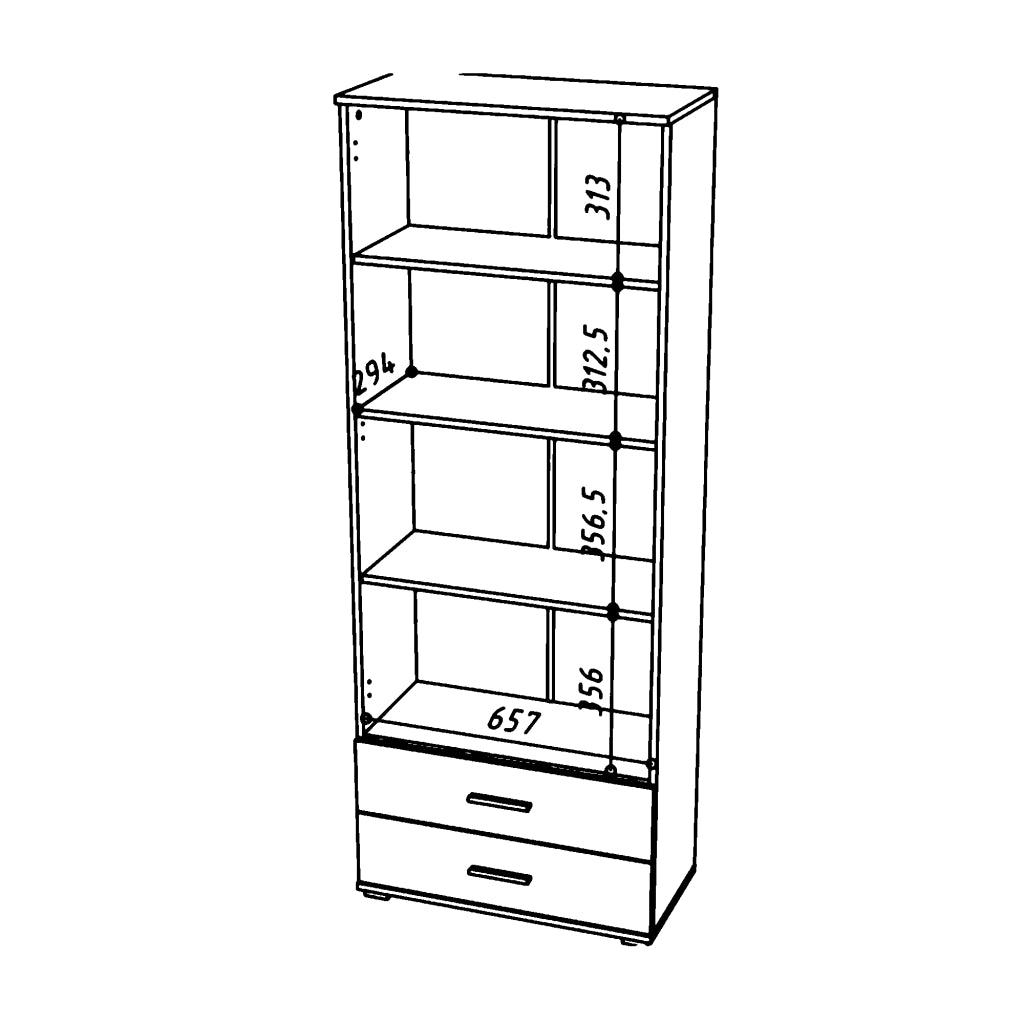 Armadio FAUSKE - 2 Cassetti - Bianco - Larghezza 69 cm, Altezza 180 cm, Profondit? 36 cm