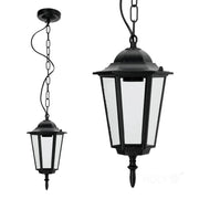 Lampada sospesa esterno nera catena E27 IP54 Kobi