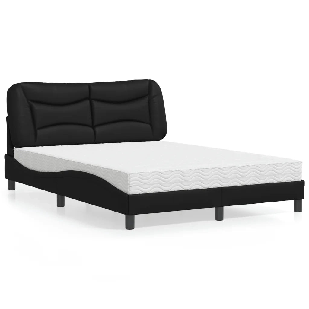 Letto con Materasso Hvar Nero 140x200 cm in Similpelle