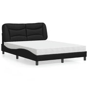 Letto con Materasso Hvar Nero 140x200 cm in Similpelle