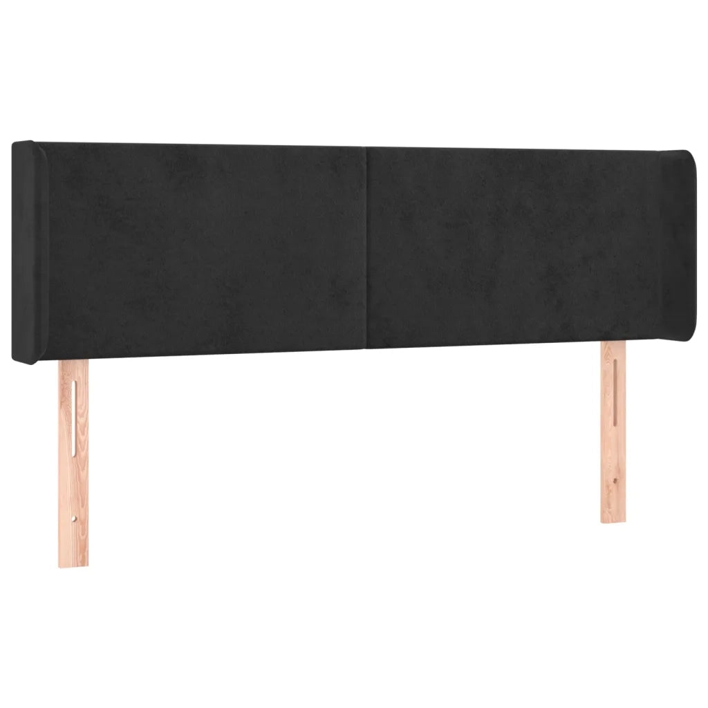 Testiera | Testata ad Orecchio Nera 147x16x78/88 cm in Velluto