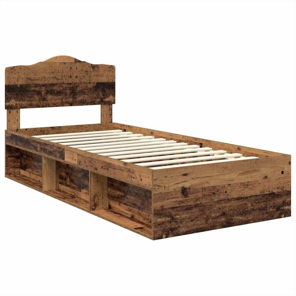 Letto singolo | Letto per adulti | Struttura del letto Legno vecchio 75 x 190 cm Pino massello