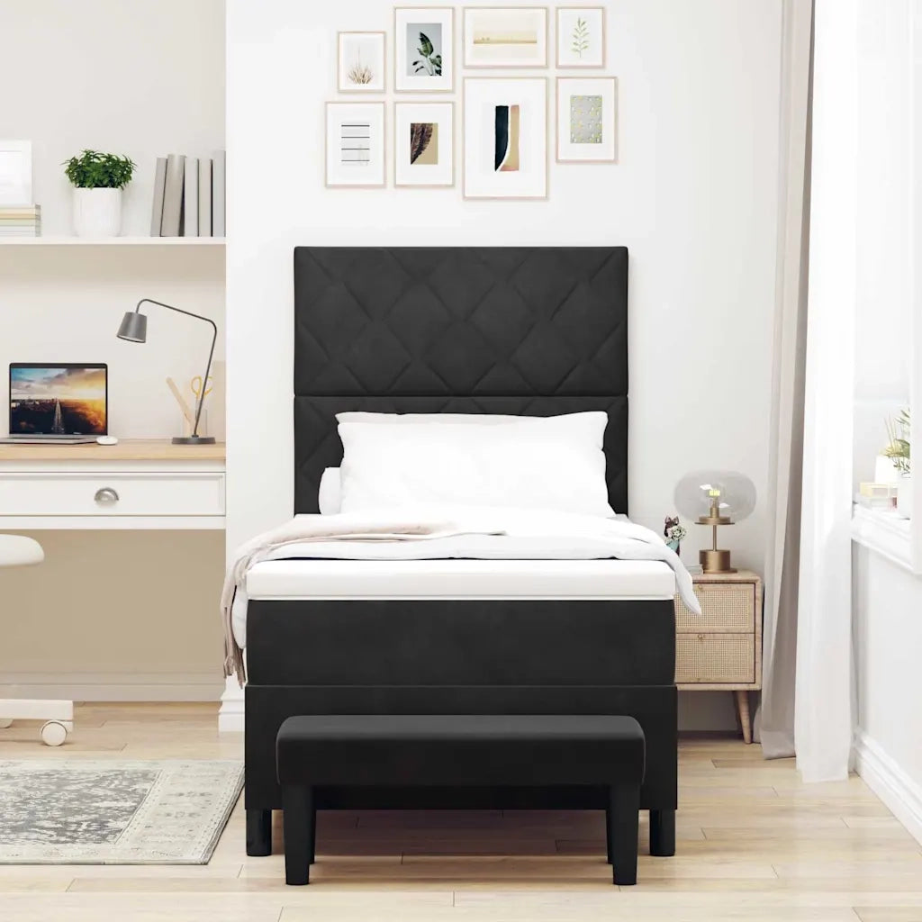Letto a molle con testiera Nero 200 x 100 cm Velluto 3344560