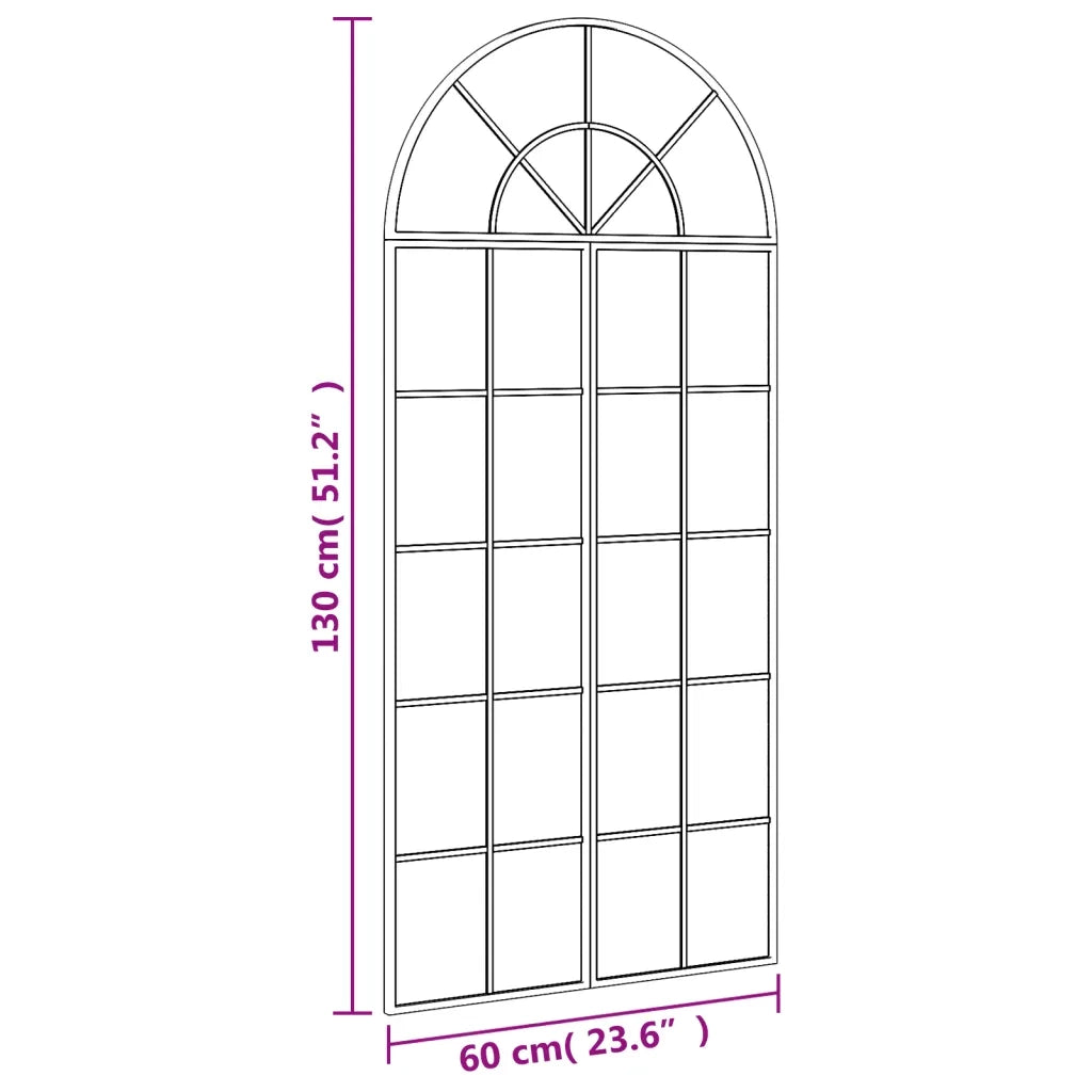 Specchio da Parete-Specchio a Muro-Specchio Decorativo Nero 60x130 cm Arco in Ferro