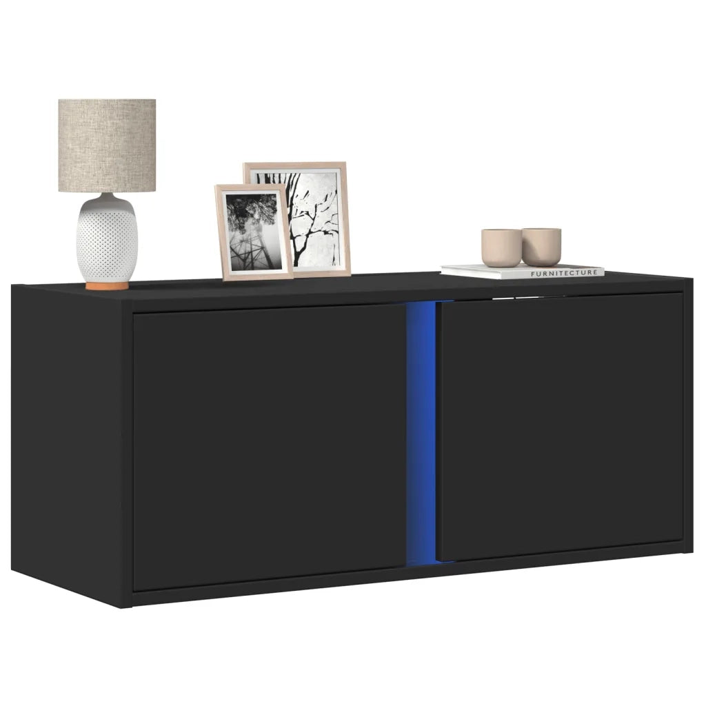 Mobile TV a Parete con Luci LED Nero 80x31x35 cm 852258
