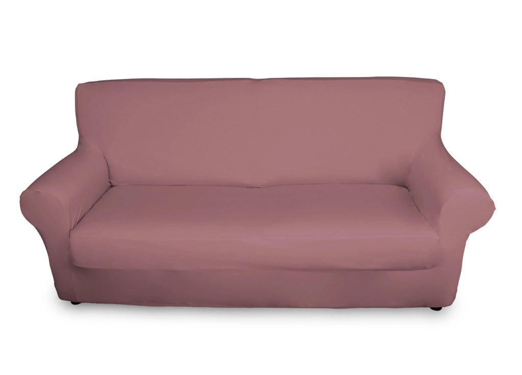 Copridivano-Copripoltrona Antimacchia Elasticizzato Tinta Unita Modello Magic - 2 Posti - Rosa Antico