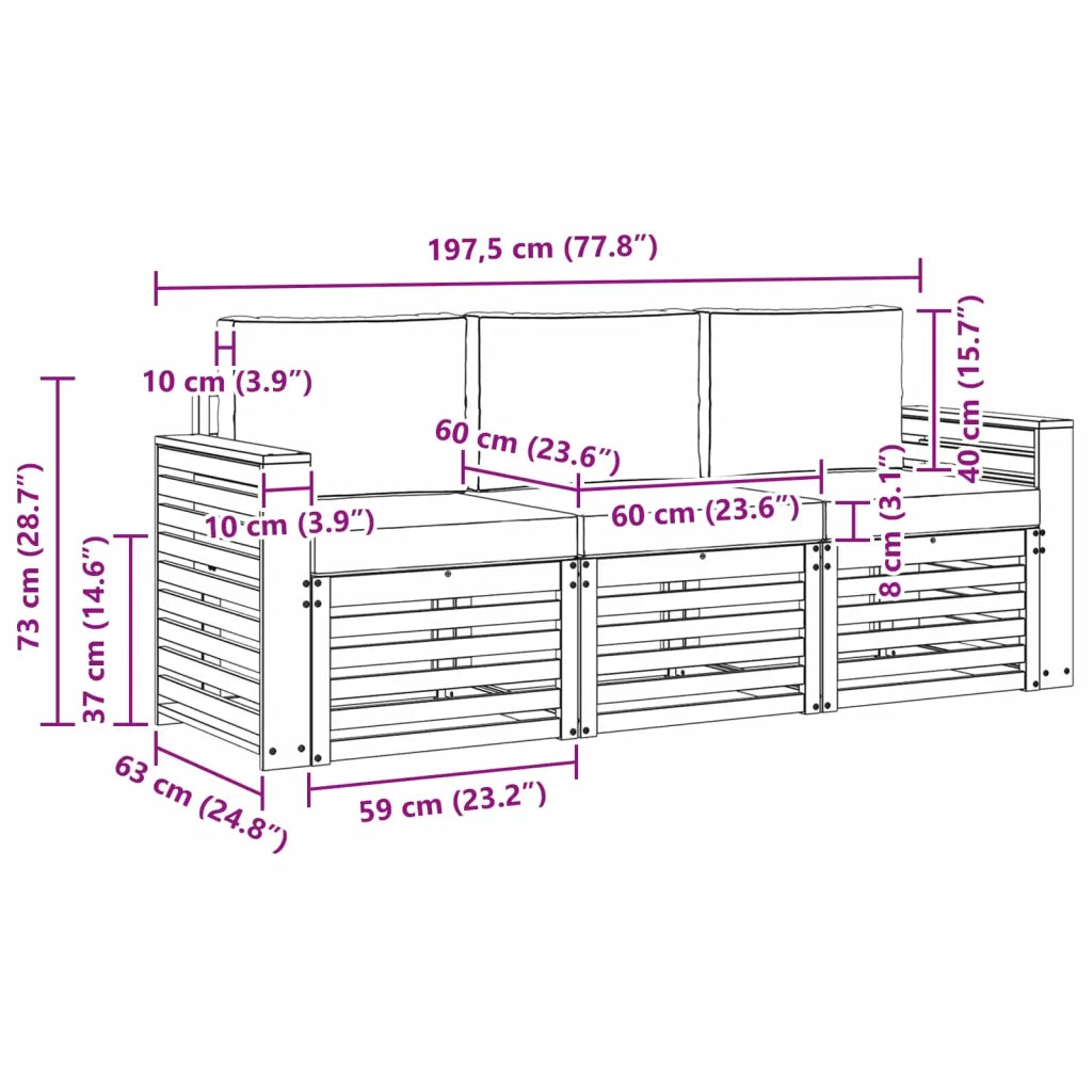 Set divani Legno di Acacia Massello 3391323
