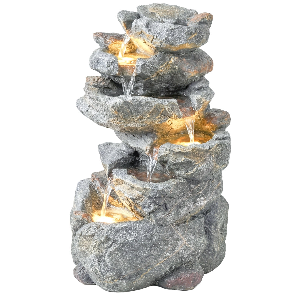 Fontana da giardino a cascata 6 livelli ¨C Minimal ¨C resina effetto pietra grigia 33x27x53 cm