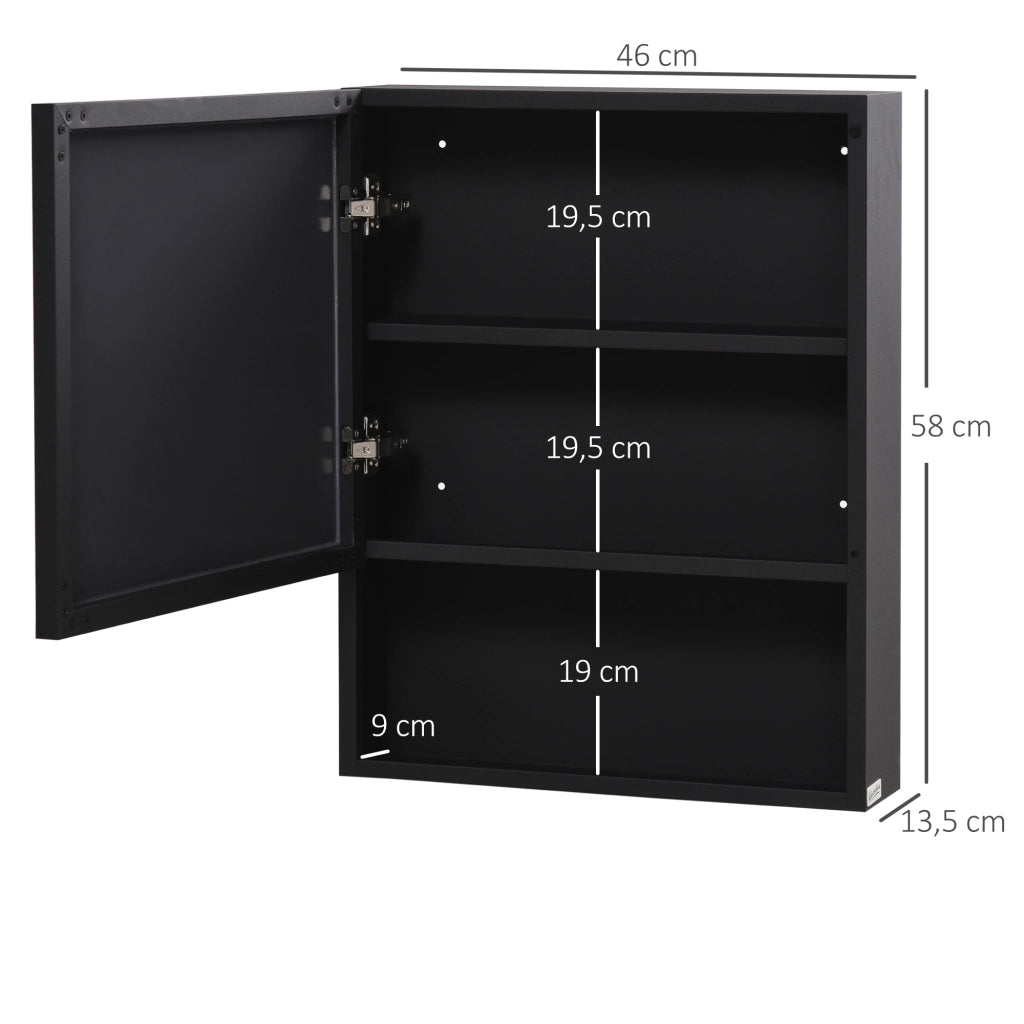 Armadio con Specchio ¨C Zephmum ¨C Nero 46x13.5x58 cm