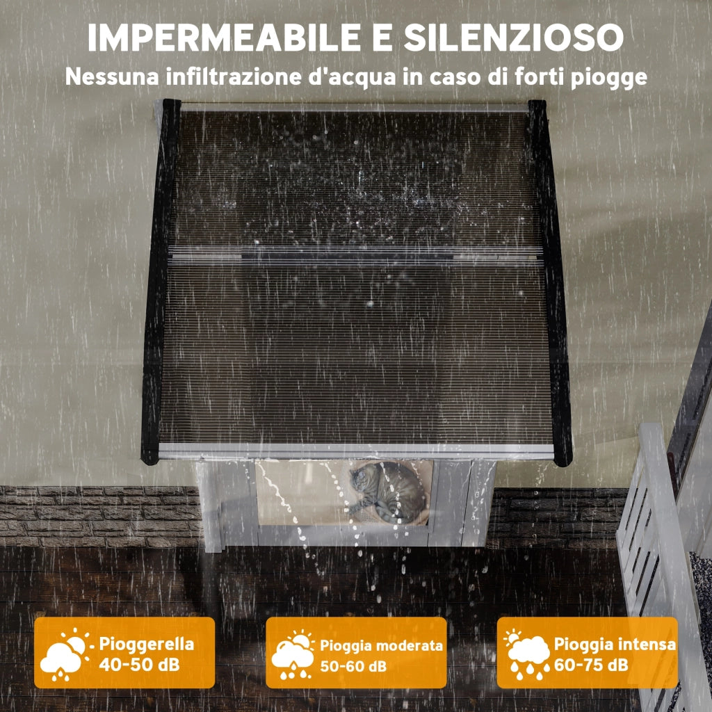 Tettoia Pensilina Policarbonato ¨C Xylo ¨C Marrone 103x96.5x27cm Esterno Porte Finestre