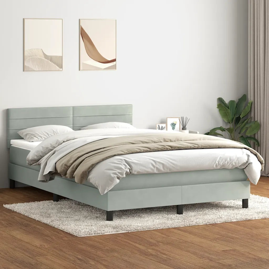 Letto a Molle con Materasso e LED Grigio Chiaro 160x220cm Velluto 3317031
