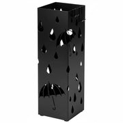 Portaombrelli In Acciaio Zincato Con Design Moderno Vaschetta Scolapioggia 2 Ganci Removibili Base Antiscivolo Per Ingresso Casa E Ufficio 49 X 15.5 X 15.5 Cm Nero